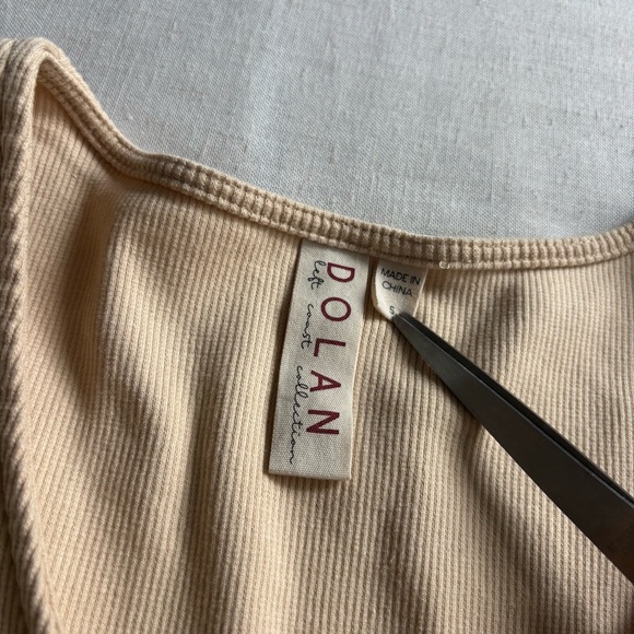 Anthropologie Dolan Left Coast Puff Sleeve Crop Top Beige S | Boho Chic - Picture 2 of 8